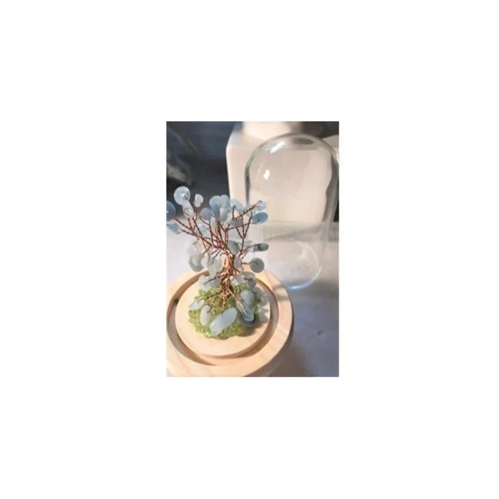 Gemstone Tree in Dome - Your Choice Aquamarine or Rose Quartz